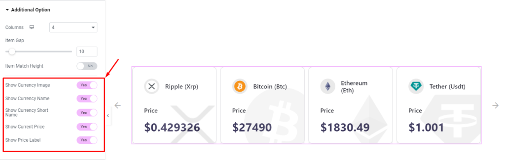 How to use Crypto Currency Carousel widget 5 Crypto Currency Carousel widget 5 - BdThemes