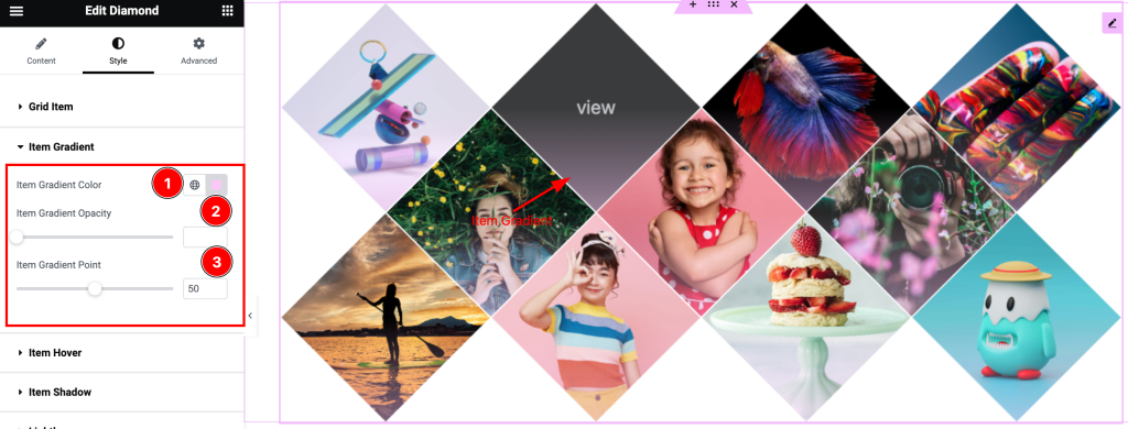 How To Use Diamond Widget By Pixel Gallery 6 Item Gradient - BdThemes