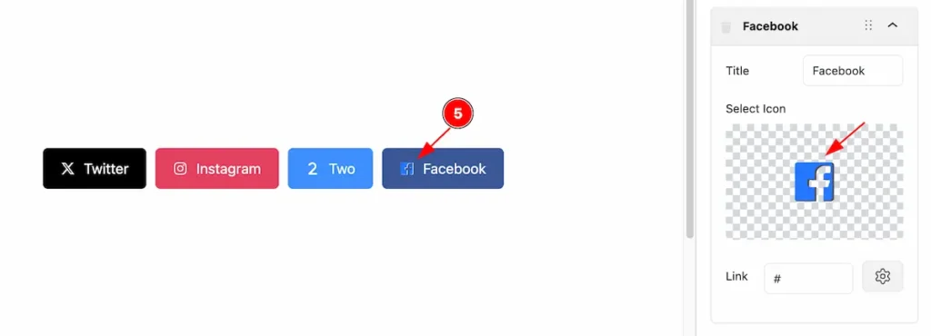 How to use Social Links blocks by Zoloblocks 13 after selecting the svg - BdThemes