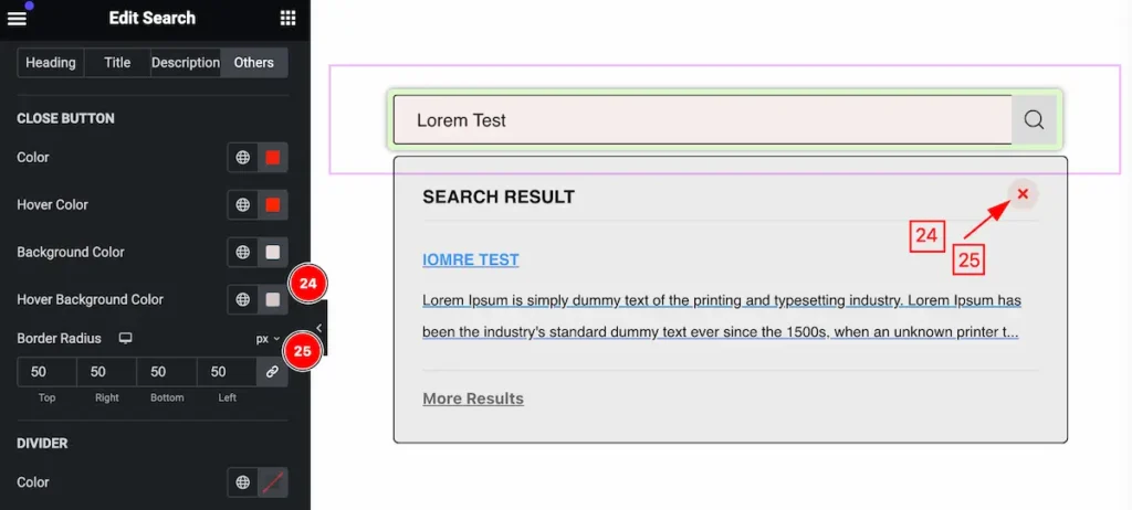 How to use the Search Widget by Element Pack Pro 21 ajax dropdown others close button 2 - BdThemes
