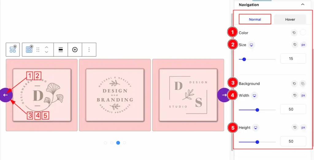 How to use the Brand Carousel block by Zoloblocks 18 Navigation1 - BdThemes