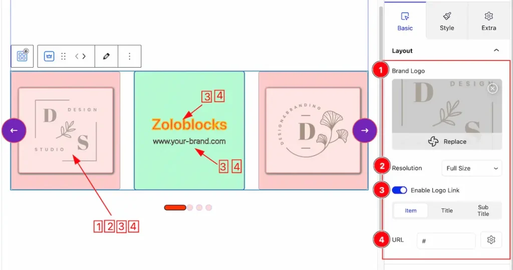 How to use the Brand Carousel block by Zoloblocks 24 child1 - BdThemes