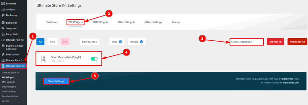 How to use the Short Description widget by Ultimate Store Kit 1 Enable the Short Description Widget