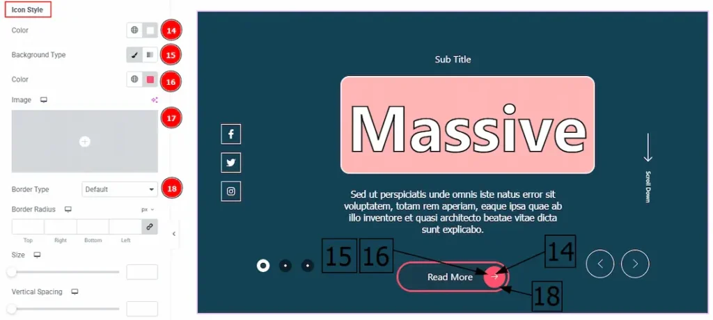 How To Use General Slider Default Skin widget By Prime Slider 24 Button Normal Icon Style 01 - BdThemes